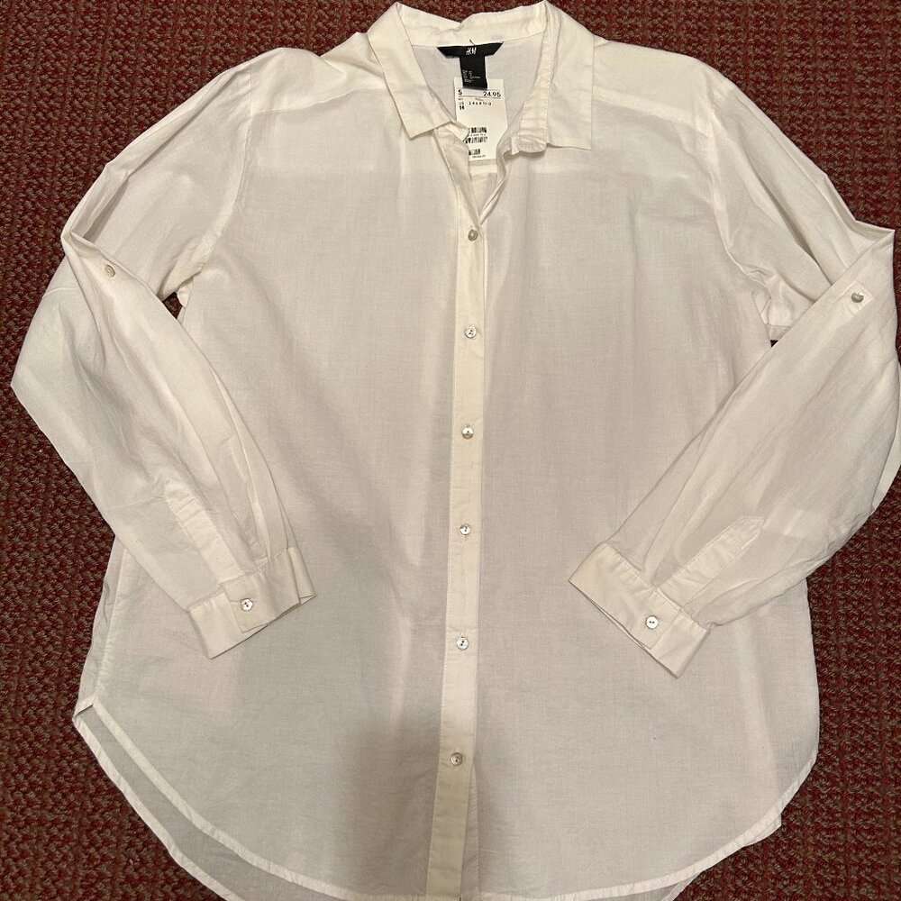 H&M Women's Button Down White Blouse - NWT